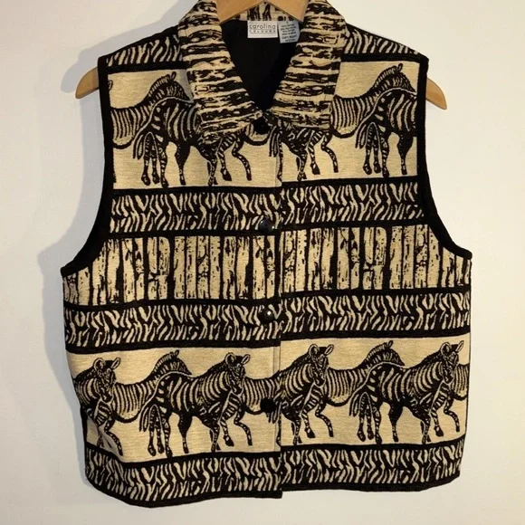 Vintage 80s 90s Tapestry Zebra Vest Woman’s Large - Picture 9 of 11